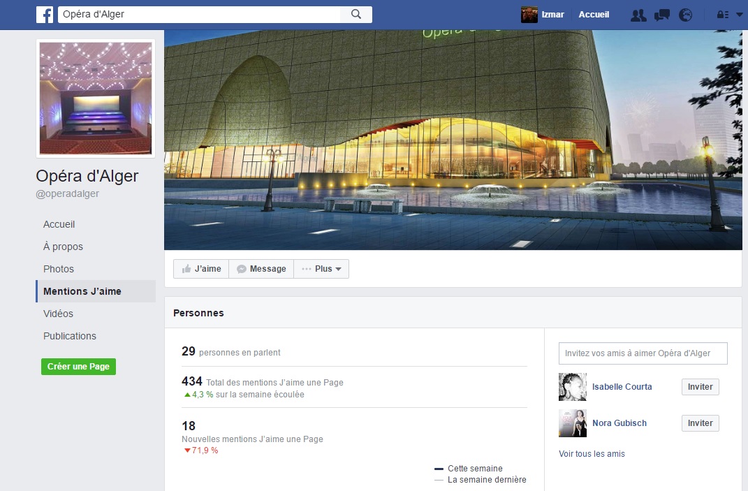 Facebook de l'Opera d'Alger